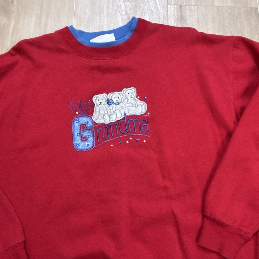 Vtg 90s Simply The Beary Best Sweatshirt Grandma L Embroidered Mc Sportswear